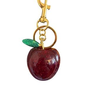 Glittery Red Apple Keychain or Bag Charm